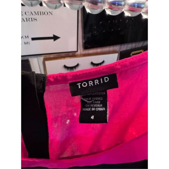 Torrid georgette peplum top/shirt/blouse  Size 3(plus size xxxl 3x) pink black - Picture 6 of 7